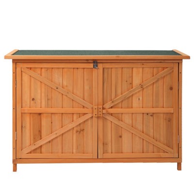 Wooden Garden Shed Lockers Natural Wood Color Door W/ Fir Wood
