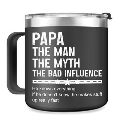 Gifts for Dad From Daughter Son - Papa The Man The Myth Mug Tumbler Black-PAPA