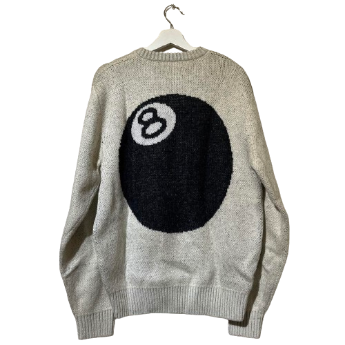 Stussy 8 Ball Heavy Brushed Mohair Knit Sweater Ivory White