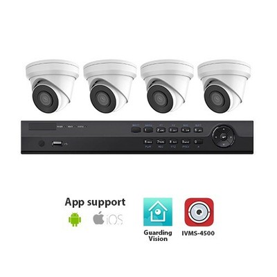 Hikvision compatible 4CH 4k NVR with 4X 2MP Turret Cameras and 2TB HDD