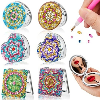 6 Pcs Diamond Painting Mirror Portable DIY Crystal Diamond Painting Kit for H...