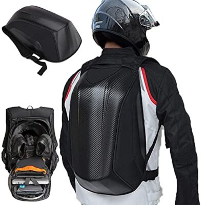 Motorcycle Backpack Waterproof Bag Men Hard Shell Backpack Carbon Fiber Storage
