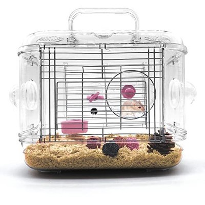 Small Animal Carry Cage for Hamsters, Gerbils, Mice - Transparent, Portable, ...