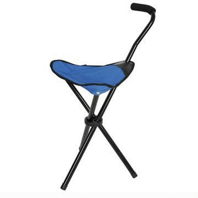 NEW 2LB LIGHT BLUE STOOL CANE HIKING WALKING STICK TRAVEL CAMP TRIPOD w/CASE