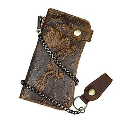 Men Wallet Genuine Leather Card Holder Hasp Solid Clutch Coin Money Clips Chain