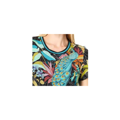 Pre-owned Johnny Was The Janie Favotire Asymmetric Knit Midi Dress Paon In Multicolor