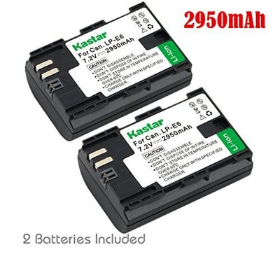 2x Kastar Battery for Canon LP-E6 EOS 5D Mark II 5D Mark III 5D Mark IV 5DS R