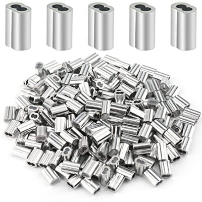 Aluminum Crimping Loop Sleeve 1/16'' Cable Ferrule Wire Rope Sleeves (200 Pcs)