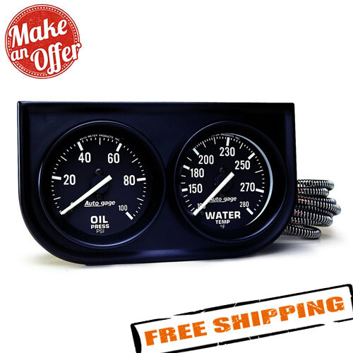 Auto Meter 2392 Autogage Black Oil/Water Gauge with Steel Co