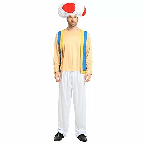 Super Mario Toad Mütze + Hose + Oberteil - Kostüm-Set für Erwachsene