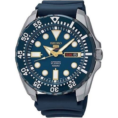 Pre-owned Seiko Men's Srp605k2 Analog Watch Automatic Acciaio Inox Blue Dial 44mm