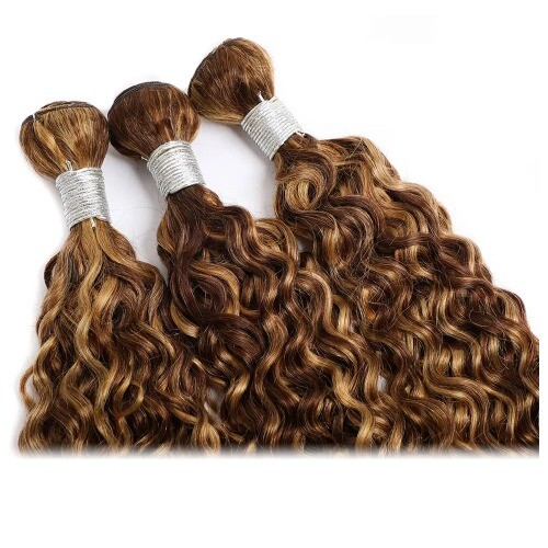 Highlight Water Wave Bundles Human Hair Ombre Brown Hair Highlight Honey Blonde 