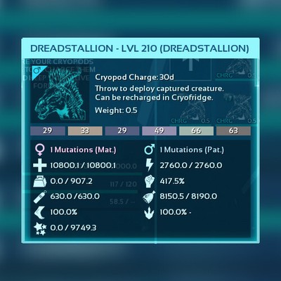 Ark Survival Ascended PVE PC XBOX PS5  Top Stats Dreadstallion Dreadmare IMPRINT