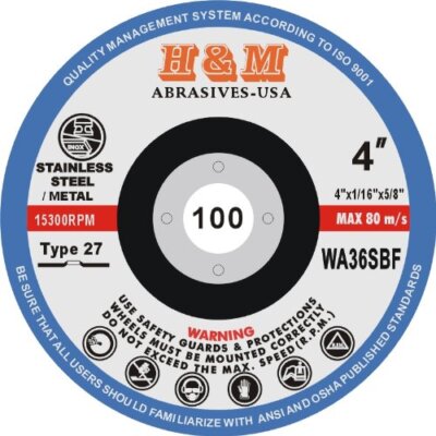 4'' inch Cut-off Wheel 4'' x 1/16'' x 5/8'' Type 27 Cutting Discs in Volume Discount