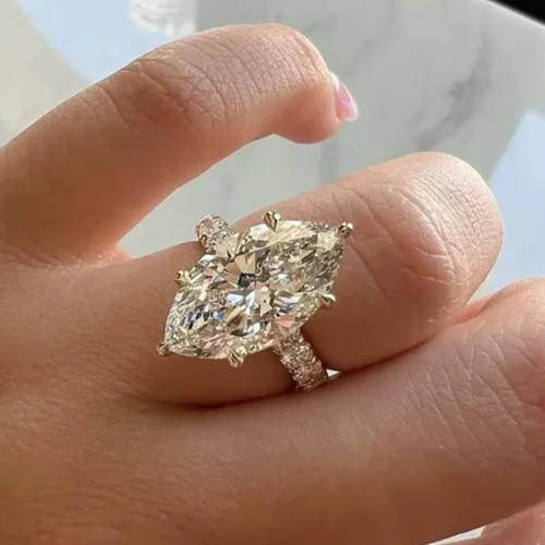 5.30CT Marquise-Cut VS1 Lab Grown Diamond Solitaire Wedding Ring 14K Yellow Gold