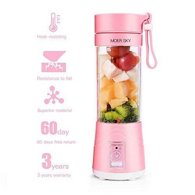 Portable Juicer Blender, Household Fruit Mixer - Six Blades in 3D, 380ml Fruit M