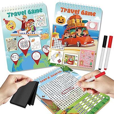 2 Pack Reusable Travel Games for Kids Ages 4-8, 1-2 Players Road First Edition