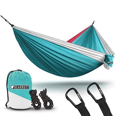 Double Parachute Camping Hammock Sky Blue / Pink / White