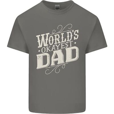 Worlds Okayest Dad Funny Fathers Day Mens Cotton T-Shirt Tee Top