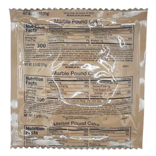 MRE Marble Pound Cake - Authentic USGI MRE Dessert - 6, 12, 24 and 48 Packs