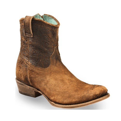 Pre-owned Corral Boots Corral Ladies Chocolate-tan Lamb Abstract Short Top Boot C1064 In Brown