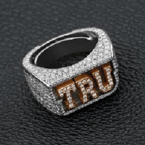 Pre-owned Tru 1.65 Ct Round Cubic Zirconia Men's Custom  Name Pendant In 925 Silver In White