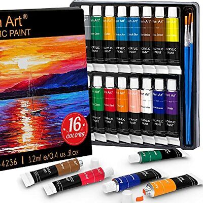 Acrylic Paint Set Aen Art 16 Colors Painting Supplies for Canvas Wood Fabric