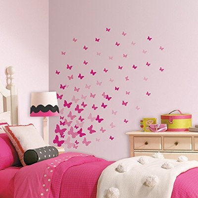 Pink Flutter Butterflies Peel Stick Wall Decals Sticker Art Removable Kid Room