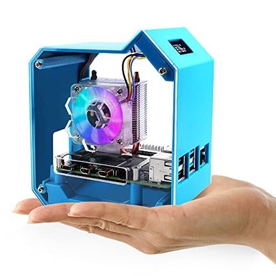  Mini Tower Kit for Raspberry Pi, Pi 4 Case with ICE Tower Cooler, 0.96'' OLED 