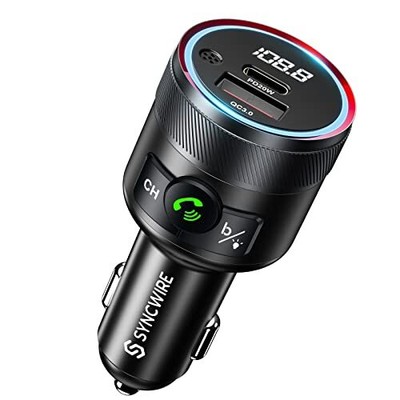 Syncwire Bluetooth 5.1 FM Transmitter for Car, 38W PD&QC3.0 Dual USB Charging