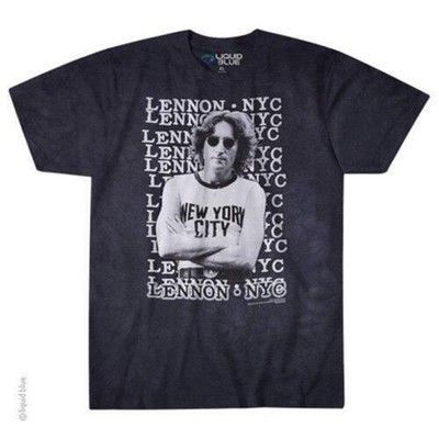 Mens T-shirt John Lennon Tie Dye Photo Liquid Blue