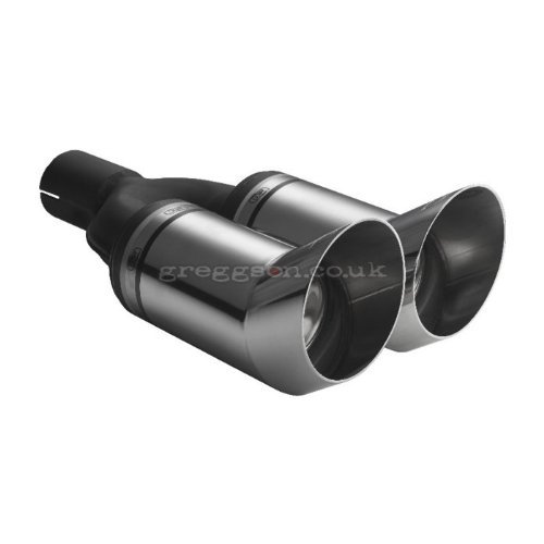 Auspuffblende Endrohr 2x 100mm Doppelendrohr Rund Edelstahl Für Anschluß 60mm