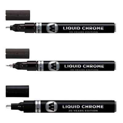 Molotow Liquid Chrome Marker Set, 1mm 2mm and 4mm
