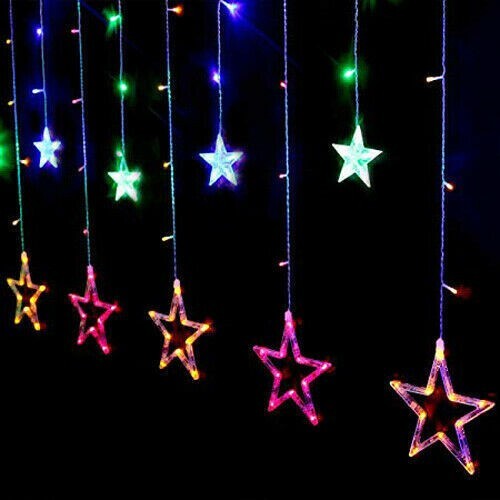 Luci di Natale Tenda Luminosa 12 Stelle LED Luce Multicolore Addobbi reb