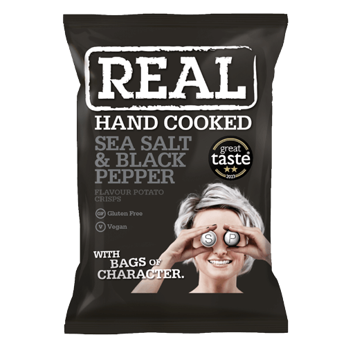 24 x REAL Crisps Sea Salt & Black Pepper 35g – Full Box – Handcooked Classic