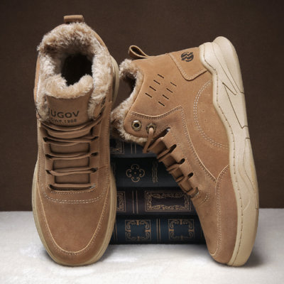 Men's Winter Sneakers Motorcycle Ankle Military Cotton Wool Shoes