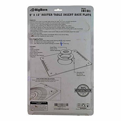 Big Horn 18101 9-Inch x 12-Inch Router Table Insert Plate with Guide Pin & Snap