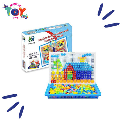 600pcs Creative Mushroom Nails Mosaic Pegboard - 3D Puzzle, Best Toy