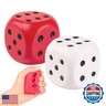 2Pcs Foam Dice Stress Ball,with Dots 6 Sided Dice PU Foam Dices,Blank Slate Board Game to Get Your Lucky Numbers,Anxiety Relieve for Parties, Game, and Gifts (Red+W)