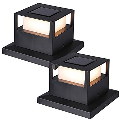 MAGGIFT 2 Pack Solar Post Lights, 20 Lumen Outdoor Warm 2 Pack, White