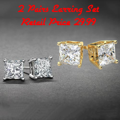 Square cz earrings sale