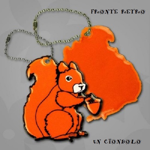 UN PORTACHIAVI CIONDOLO IN PVC RIFLETTENTE LUCE A FORMA DI SCOIATTOLINO NUOVO