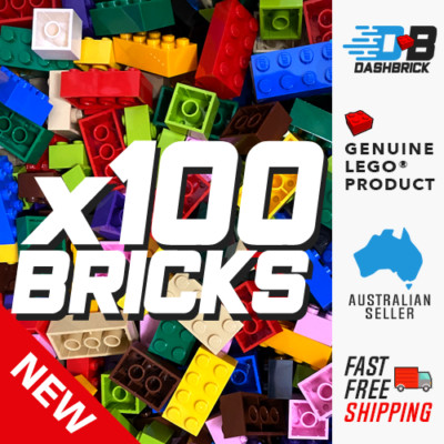 100x Genuine LEGO  Building BRICKS - 2x4, 2x3, 2x2 [3001, 3002, 3003] BRAND NEW