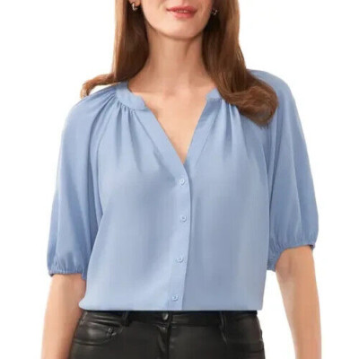 Halogen Puff Sleeve top in shadow blue - M - from Nordstrom