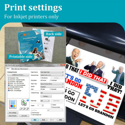 Glossy White Printable Vinyl Sticker Paper for Inkjet Laser Waterproof US STOCK!