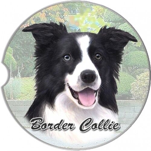 Border Collie Set Of Two Absorbent Stoneware Car Cup Holder Co...