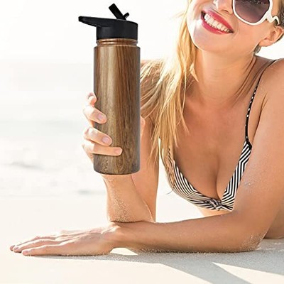 24 oz Wood Grain water bottle Birthday Gifts For Men Stainless Steel Insulate...