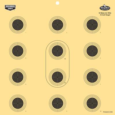 Dirty Bird  10 Meter Air Rifle Reactive Targets, 12 sheets (compare to AR-5/10)