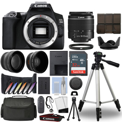 Canon EOS 250D / Rebel SL3 DSLR Camera + 18-55mm 3 Lens Kit+ 32GB Best Value (Best Lens For Canon Rebel)