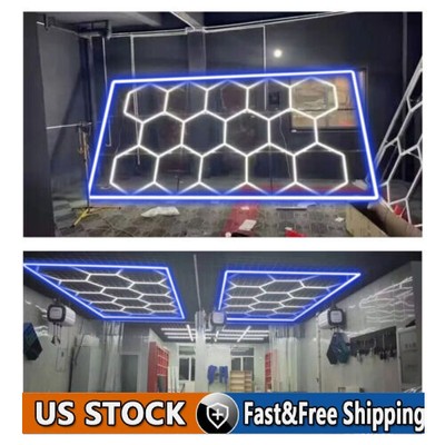 14 Hexagon LED Lighting Car Detail Garage Workshop Retail Light Honeycomb Hex